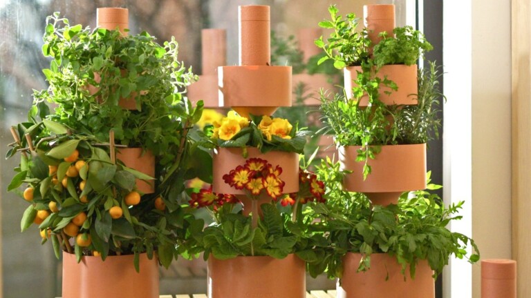 Garden Stack indoor vertical farm saves space and water with automatic irrigation