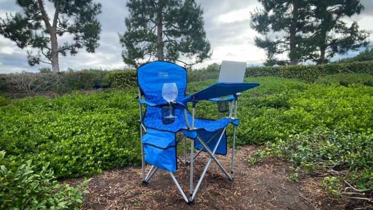 iChair Folding Wine Chair with Adjustable Table takes outdoor chairs to the next level