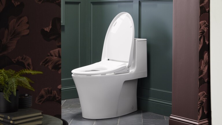 Kohler PureWash Bidet Seat provides heated seats, adjustable water temp & pressure