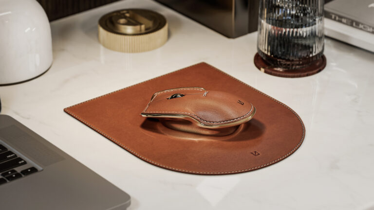 Lunar Artefacts Computer Mouse Collection is made from the finest leather, brass, and aluminium