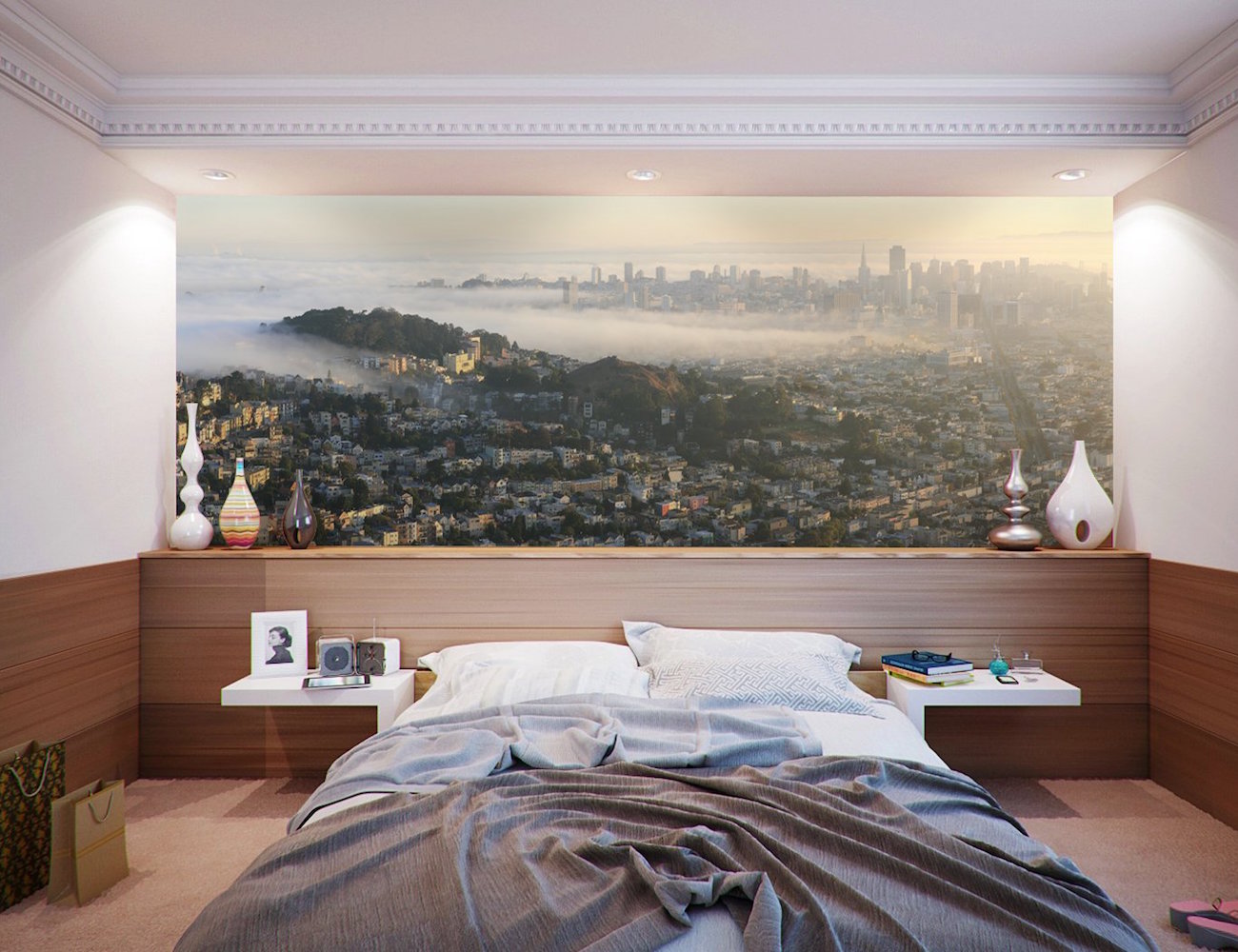 San Francisco Panoramic Skyline Wall Mural by Eazywallz